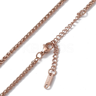 Ion Plating(IP) 304 Stainless Steel Wheat Chain Necklace for Men Women NJEW-K245-021D-1