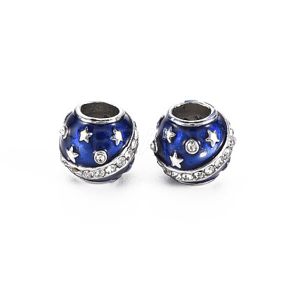Rack Plating Alloy Enamel European Beads MPDL-N039-136-1