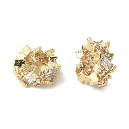 Brass Micro Pave Cubic Zirconia Rondelle European Beads FIND-B046-02G-1