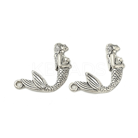 Tibetan Style Alloy Mermaid Pendants TIBEP-36349-AS-RS-1