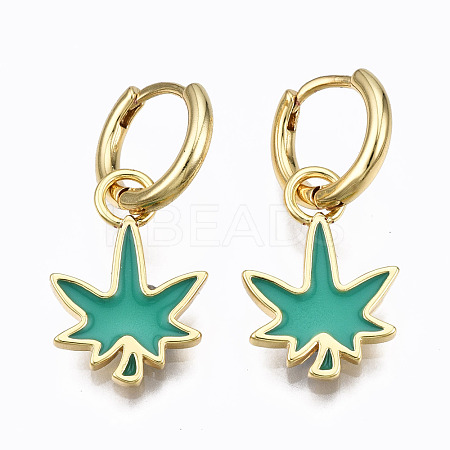 Brass Enamel Huggie Hoop Earrings EJEW-T014-28G-02-NF-1