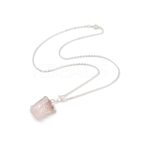 Natural Rose Quartz Geometry Pendant Necklace NJEW-JN04239-04-1