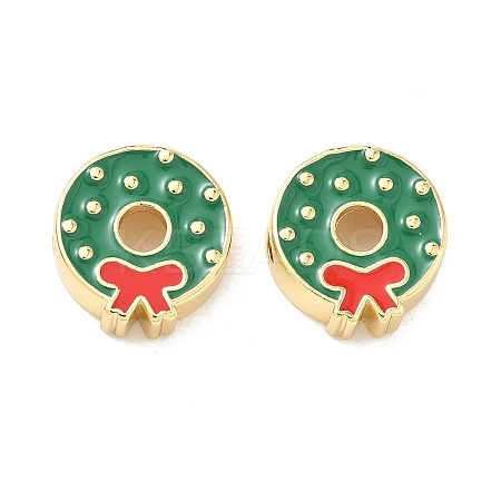 Christmas Brass Enamel Beads KK-I474-G13-1