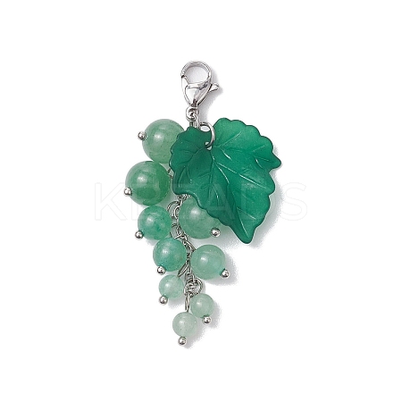 Grape Natural Green Aventurine Pendant Decorations HJEW-TA00266-03-1