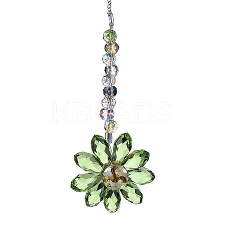 Glass Flower Hanging Suncatchers HJEW-C009-01B-1