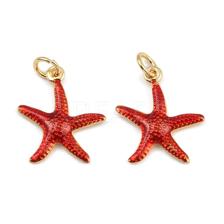 Brass Enamel Starfish Pendants KK-I377-03G-A08-1