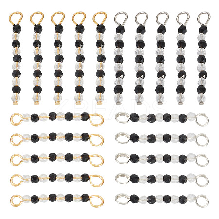 Transparent Glass Beads Connector Charms PALLOY-TA00135-1