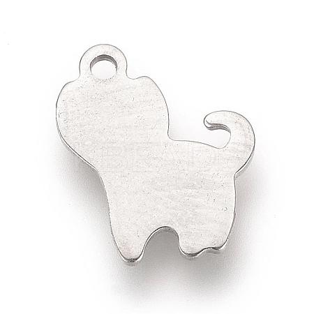 Tarnish Resistant 201Stainless Steel Kitten Stamping Blank Tag Pendants STAS-S057-19-1
