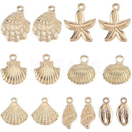 56Pcs 7 Styles Light Gold Marine Animal Alloy Pendants FIND-SC0012-78-1