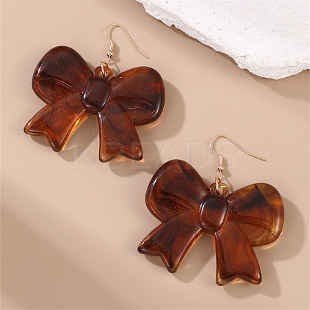 Bowknot Alloy & Resin Dangle Earrings FS-WGF4692-01-1