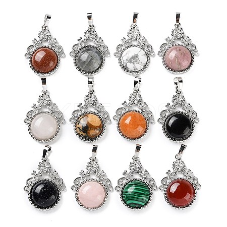Natural & Synthetic Mixed Gemstone Pendants G-P498-01P-1
