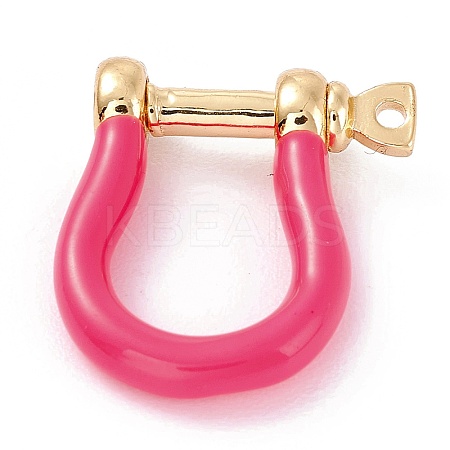 Brass Enamel D-Ring Anchor Shackle Clasps KK-P201-01G-E-1