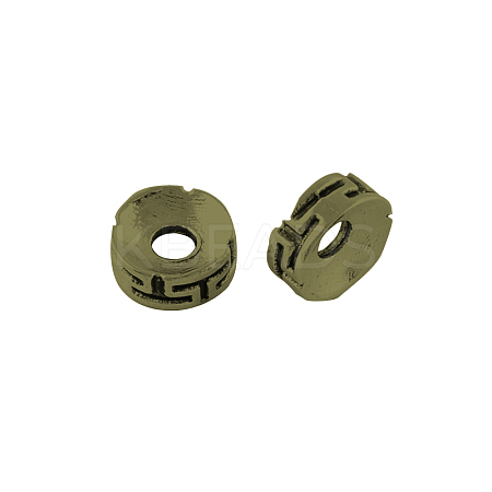 Flat Round Tibetan Style Alloy Spacers Beads TIBEB-Q066-06AB-LF-1
