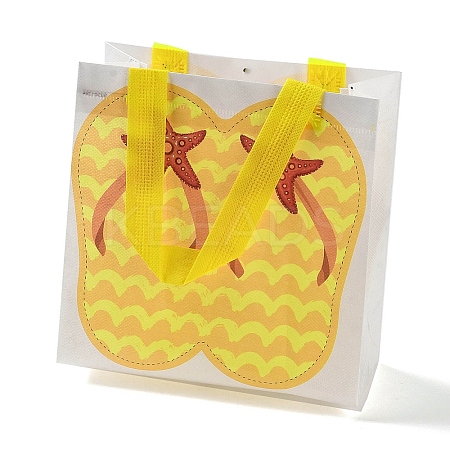 Summer Beach Theme Printed Flip Flops Non-Woven Reusable Folding Gift Bags with Handle ABAG-F009-E01-1