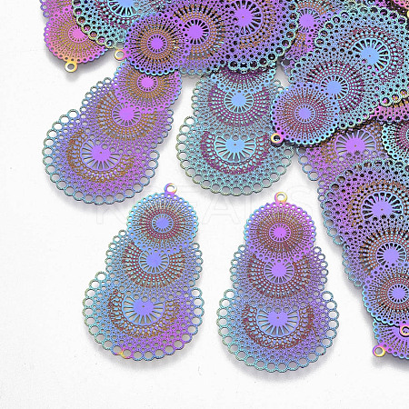 Ion Plating(IP) 304 Stainless Steel Filigree Pendants X-STAS-R102-10-1
