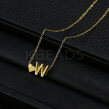 Alloy Letter Heart Pendant Necklaces for Women WGBB55E-19-1