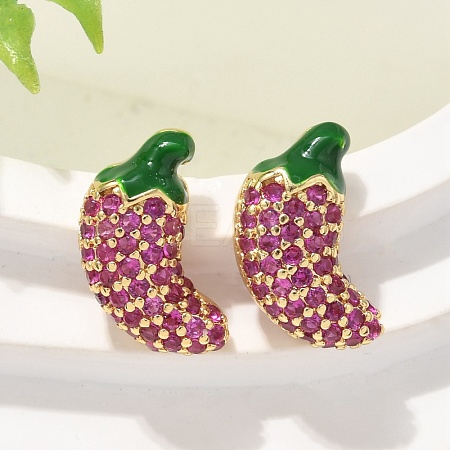 Brass Micro Pave Cubic Zirconia Stud Earrings EJEW-Q015-13G-02-1
