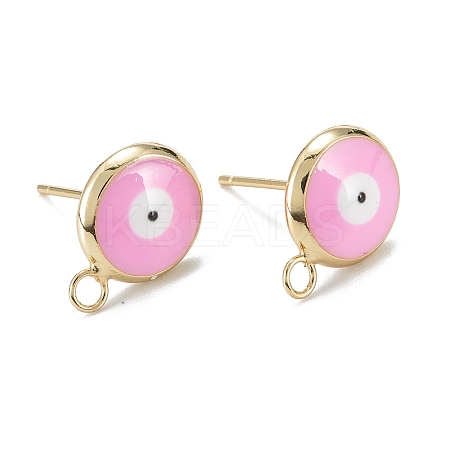 Eco-Friendly Brass Enamel Stud Earring Findings KK-H761-02G-E-1