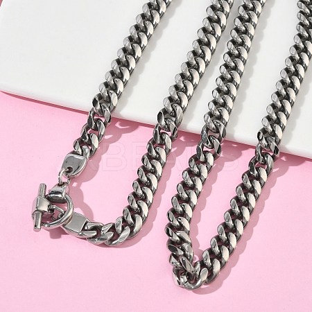 8MM 304 Stainless Steel Cuban Link Chain OT Necklaces for Men NJEW-G193-01P-1