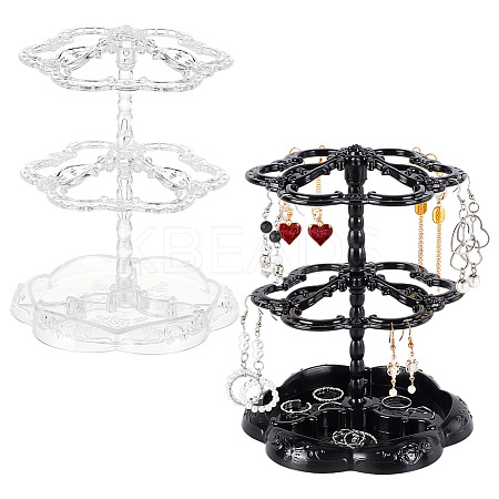 2 Sets 2 Colors 2-Tier 360 Rotating Plastic Jewelry Organizer Display Stands EDIS-PH0001-88-1