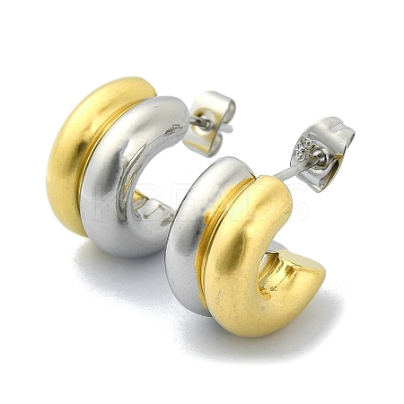 Ion Plating(IP) 304 Stainless Steel Ring Stud Earrings LS-EJEW-C071-03GP-1