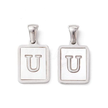 304 Stainless Steel Pave Shell Pendants STAS-G327-01P-U-1