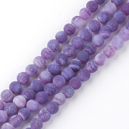Natural Fire Crackle Agate Bead Strands G-S216-8mm-04-1