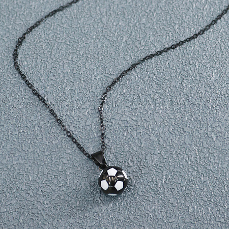 Football 201 Stainless Steel White Enamel Pendant Cable Chain Necklaces for Men FS-WGF314D-07-1
