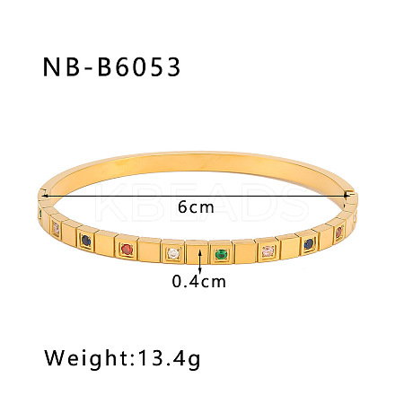 304 Stainless Steel Pave Cubic Zirconia Bangles FS-WG09E60-03-1