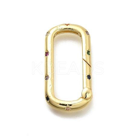 Brass Micro Pave Cubic Zirconia Spring Gate Rings KK-Z093-01G-1