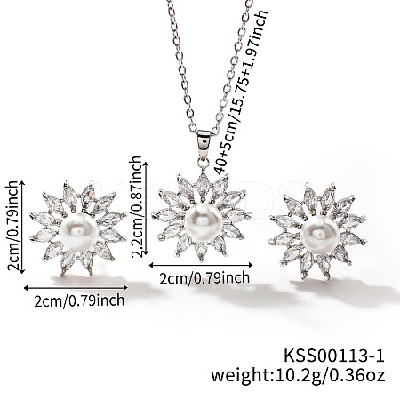 Chic Geometric Brass Rhinestones Stud Earrings & Necklaces for Woemn RP4250-1-1