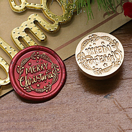 Merry Christmas Series Wax Seal Brass Stamp Head AJEW-M037-01G-05-1