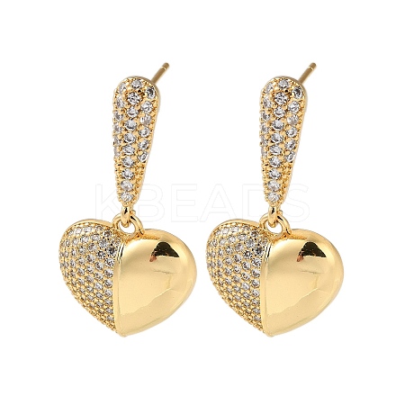 Brass Pave Cubic Zirconia Stud Earrings for Women EJEW-M258-09G-1