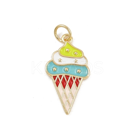 Brass Enamel Ice Cream Pendants KK-P323-01A-G-1