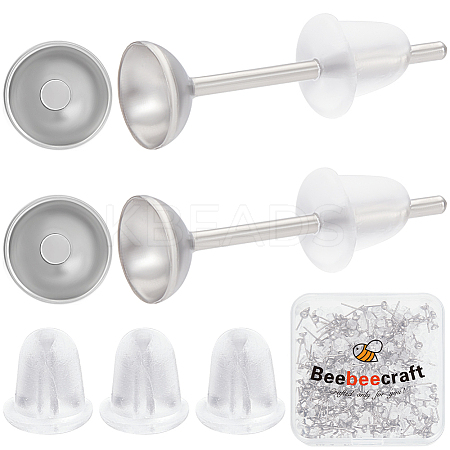 300Pcs 304 Stainless Steel Studs Earring Finding EJEW-BBC0001-67A-1