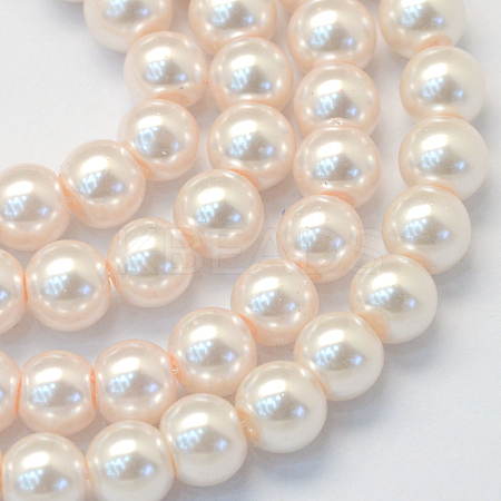 Baking Paint Pearlized Glass Pearl Round Bead Strands X-HY-Q330-8mm-41-1