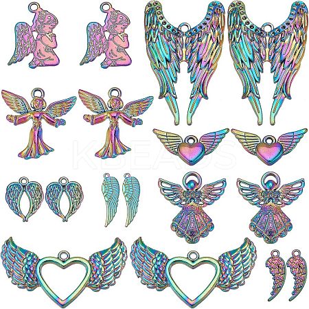 18Pcs 9 Style Rainbow Color Alloy Pendants FIND-FH0004-11-1