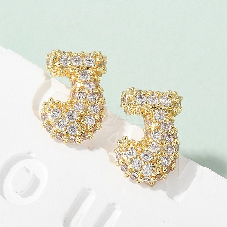 Brass Micro Pave Cubic Zirconia Stud Earrings EJEW-Z091-04G-J-1