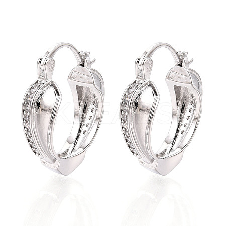 Brass Micro Pave Cubic Zirconia Heart Hoop Earrings EJEW-T048-36P-1