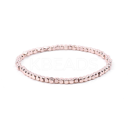 Gold-tone Miyuki Elastic Crystal Beaded Bracelet with Acrylic Tube Beads ST8144719-1