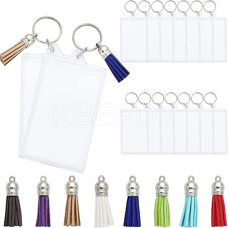 16Pcs Rectangle Acrylic Photo Frame Keychain KEYC-CA0001-34-1