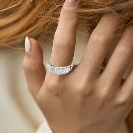 1Pc Stainless Steel Geometry Cuff Rings for Women RJEW-LP0002-55P-1