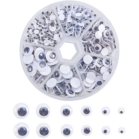 Black Wiggle Eye Need Glue on Round Moving Wobbly Googly Eyes 4-9mm KY-PH0001-01-1