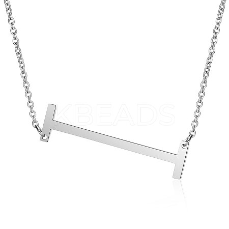 201 Stainless Steel Initial Pendants Necklaces NJEW-S069-JN003D-I-1