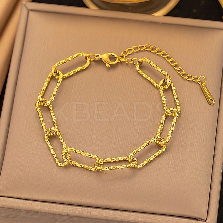 304 Stainless Steel Paperclip Chain Bracelets for Women BJEW-Q040-02G-1
