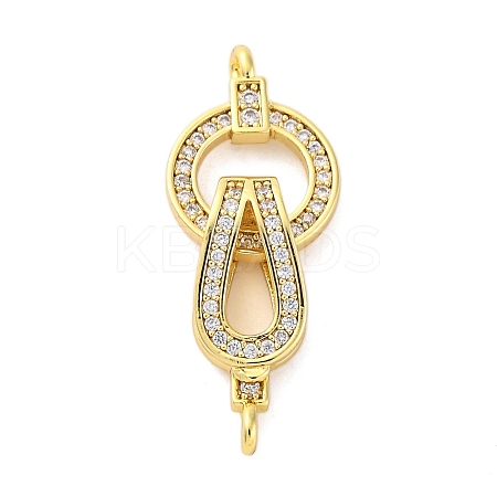 Brass Clear Cubic Zirconia Fold Over Clasps KK-Z078-39G-1
