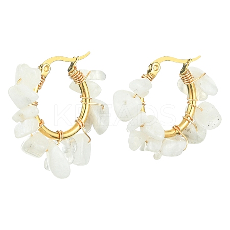 Natural Moonstone Chips Braided Hoop Earrings EJEW-JE04940-24-1
