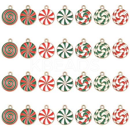 28Pcs 7 Colors Christmas Alloy Enamel Pendants ENAM-YW0008-06-1