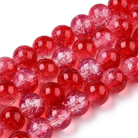 Transparent Crackle Baking Paint Glass Beads Strands X1-DGLA-T003-01A-08-1