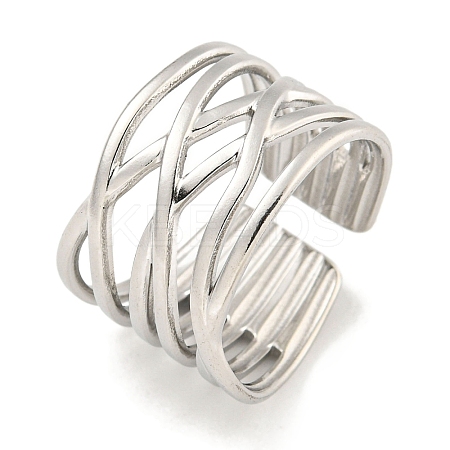 Non-Tarnish 304 Stainless Steel Open Cuff Ring RJEW-A043-27P-1